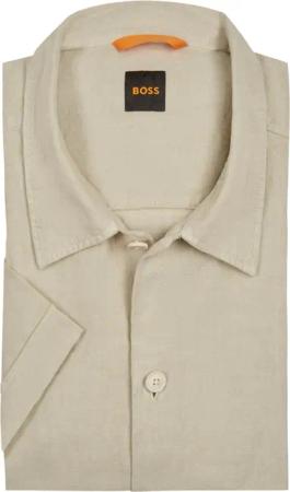 BOSS ORANGE Kurzarmhemd aus Leinen, Relaxed Fit