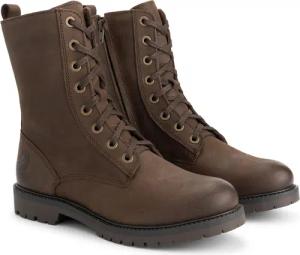 Bossvika Damen - Schnürboots met rits - Nubukleder - Braun