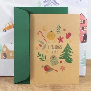 Bow & Hummingbird Postkarte Lieblingszeit, wahlweise mit Briefumschlag