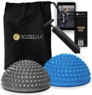 BOZEERA Gleichgewichtstrainer Balance Igel Halbkugel Fitness – 2X Balance Pods Kinder & Erwachsene, Inkl. GRATIS Video-Anleitung, Pumpe, Poster & Tasche