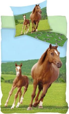 BrandMac Kinderbettwäsche Bettwäsche Set mit Pferd mit Fohlen 2 tlg. 135x200 cm (80x80 cm), 1 teilig, Langlebig
