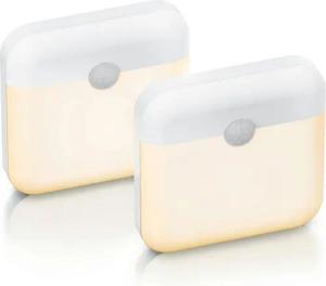 Brandson LED Nachtlicht 2x Schranklicht mit Bewegungsmelder, 2 Lichtfarben, Akku, Sensor, Bewegungsmelder (PIR), Lichtsensor, Dimmfunktion, Dauerlicht (30 Min), Auto-Modus, Auto-Off (15 s), LED fest integriert, Warmweiß, Kaltweiß, 500 mAh, 60 lm, 7,8x7,8 