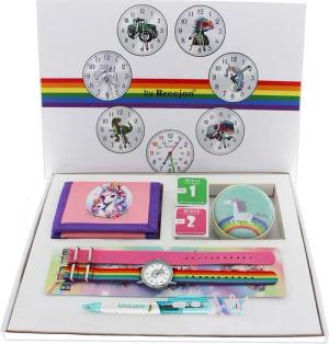 Brecjon Quarzuhr Mix und Match Design als Einhorn Geschenkset im tollen Geschenkkarton, - kostenloser Versand