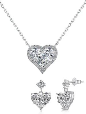 BRELLATO Schmuckset Herz-Anhänger Halskette Ohrstecker, Geschenk-Idee Frau Freundin (Geschenkset inkl. Ohrringe Geschenk-box, Damen-Schmuck Herzkette mit Zirkon Crystal Liebes-Symbol, 3-tlg., Kette, zum Muttertag, Valentinstag, Ostern, Jahrestag, Weihnach