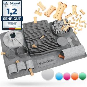 Briliantwerk Schnüffelteppich für Hunde – Extrem widerstandsfähiges Material -, 10 Trainingselemente und 3 Schwierigkeitsstufen