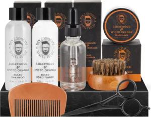 BRUBAKER Bartstyling-Set Bartpflege Geschenk Set für Männer, Herren Wasch- und Pflegeset, 7-tlg., für das Peeling, zum Waschen, Cremen, Ölen, Schneiden und Kämmen, Bartset Bartpflegeset Geschenk für Papa, Vatertagsgeschenk