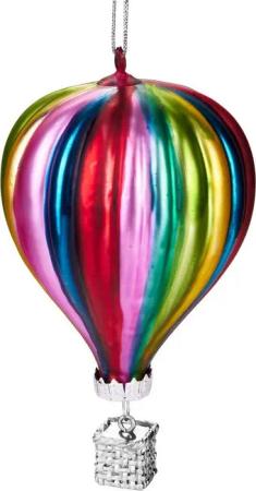 BRUBAKER Christbaumschmuck Mundgeblasene Baumkugel Heißluftballon - ca. 11 cm, Lustige Weihnachtskugel Bunt, Weihnachtsdekoration aus Glas
