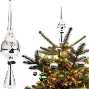 BRUBAKER Christbaumspitze Weihnachtsbaumspitze Dicker Santa - Christbaumspitze glänzend - 35 cm (1-tlg), Baumspitze Weihnachtsmann - Weihnachtsbaum Spitze - Tannenbaum Deko