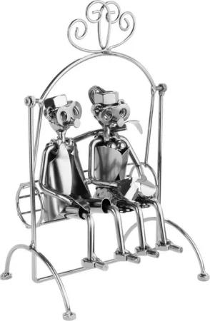 BRUBAKER Dekofigur Schraubenmännchen Liebespaar auf Schaukel (1 St), kunstvolle Metallskulptur als Paar-Geschenk für Freund und Freundin