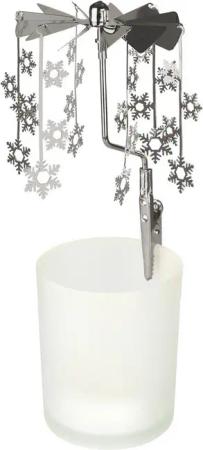 BRUBAKER Kerzenständer Teelichtkarussell Weihnachten, Windlicht Karussell aus Metall und Glas (Drehender Teelichthalter mit Schneeflocken, 1 St., Rotierender Kerzenhalter für Teelicht), Weihnachtsdekoration - Gold