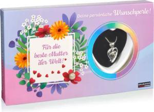 BRUBAKER Perlenketten-Set Wunschperle für die beste Mutter der Welt (4-tlg., Set), Halskette Silber Herz + Muschel mit Perle – Muttertagsgeschenk-Set