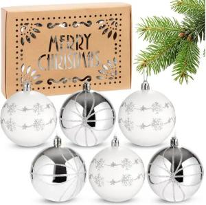 BRUBAKER Weihnachtsbaumkugel 6er Set Weihnachtskugeln - 8 cm Christbaumkugeln (6 St), Baumkugeln für Weihnachtsdeko - handbemalte Weihnachtsbaumkugeln