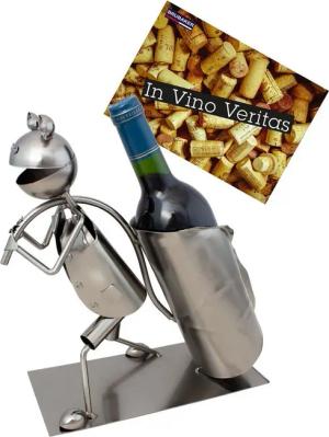 BRUBAKER Weinflaschenhalter Frosch mit Blatt Flaschenhalter, (inklusive Grußkarte), Metall Skulptur, Wein Geschenk
