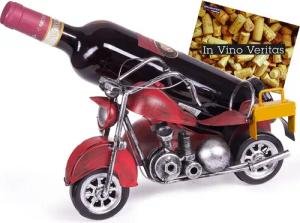 BRUBAKER Weinflaschenhalter Motorrad mit Beiwagen Rot Flaschenhalter, (inklusive Grußkarte), Weinhalter Metall Skulptur, Wein Geschenk