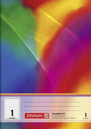 BRUNNEN 104598102 Schulheft A5 Lin. 1 mehrfarbig
