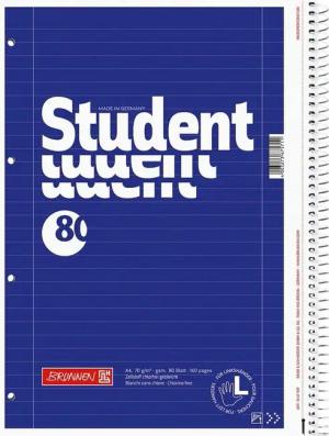 BRUNNEN Collegeblock Student Linkshänder, A4, Innen-/ Außenrand, gelocht, mit Mikroperforation und Ausreißhilfe