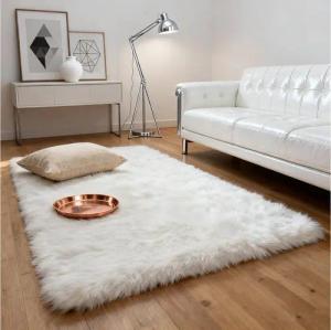 BTTO Teppich Kunstfell Teppich,Flauschiger Teppich Wohnzimmer,Uni-Farben, 40*60cm, Rechteckig