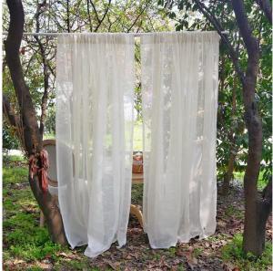 BTTO V&G Vorhang Vintage Vorhang Creme,Stangentasche Transparente Leinen Fenstervorhang (1 St), Sichtschutz für Tür & Wohnzimmer, Maschinenwaschbar