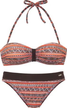 BUFFALO Bandeau-Bikini Damen braun bedruckt Gr.42 Cup C/D