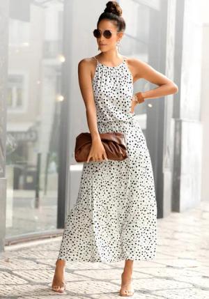 BUFFALO Maxikleid Damen weiß-bedruckt Gr.40