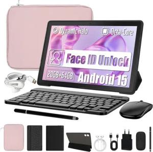 BUFO 10'' Android 15 8-Kern-Prozessor 64GB mit Tastatur Stift Maus Hülle Tablet (10", 64 GB, Android, WiFI 6, HD IPS, Widevine L1, mit Tastatur/Stift/Maus/Hülle/Tasche/Kopfhörer)
