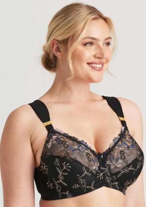 Bügel-BH mit edler Stickerei - schwarz - Gr. 80 D von Goldner Fashion