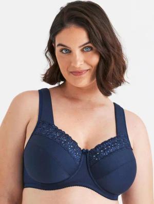 Bügel-BH mit Lochstickerei - dunkelblau - Gr. 90 B von Goldner Fashion