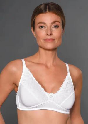 Bügelloser Soft-BH mit Spitze - weiß - Gr. 85 D von Goldner Fashion
