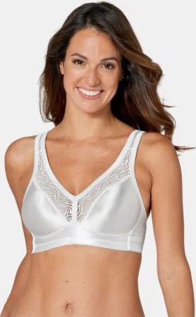 Bügelloser Soft-BH mit Spitze - weiß - Gr. 90 E von Goldner Fashion