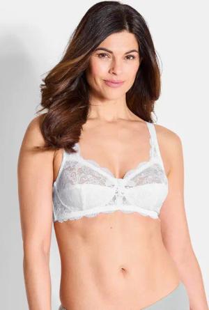 Bügelloser Spitzen-BH im Doppelpack - weiß / weiß - Gr. 110 E von Goldner Fashion