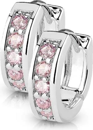 BUNGSA Creolen-Set silberne Creolen Kristalle pink aus Edelstahl Damen (1 Paar (2 Stück), 2-tlg), Ohrschmuck Ohrringe