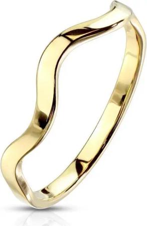 BUNGSA Fingerring Ring Wellendesign Edelstahl Damen gold 54 (17.2) (Ring, 1-tlg), Frauen Mädchen