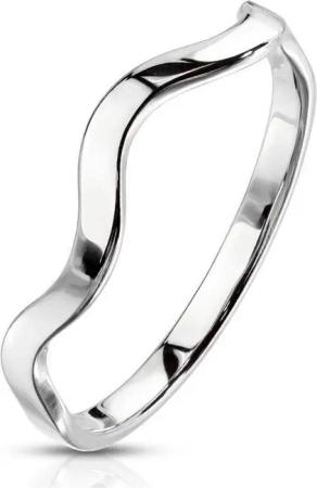 BUNGSA Fingerring Ring Wellendesign Edelstahl Damen silber 52 (16.6) (Ring, 1-tlg), Frauen Mädchen