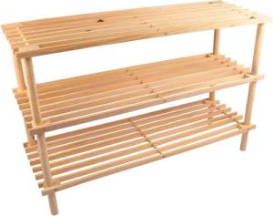 BURI Regal Schuhregal mit 3 Ablagen Kiefernholz unbehandelt Schuhschrank