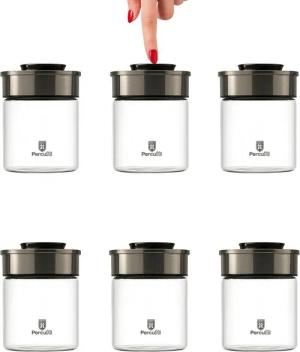 BURI Vorratsglas 6x Vakuum Vorratsdosen Glas 700ml Vorratsgläser Vakuumdeckel luftdicht, Glas