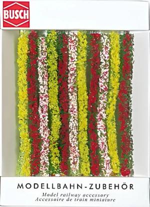 Busch Modelleisenbahn-Baum Busch H0 TT N 7152 Hecken blühend 11-tlg. weiß, gelb & rot 1m lang..., Spur H0