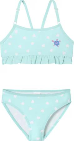 Bustier-Bikini Wirkware recycelt LSF40+ Herzen Schildkröte Rüschen hellgrün - Aqua 98