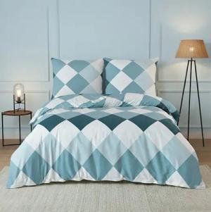 Buymax Bettwäsche Anaga, Bettgarnitur, Bettbezug Set, Renforce: 100% Baumwolle, 2 teilig, mit Reißverschluss, modern gemustert, Karo, Blau, Petrol, 135x200 cm