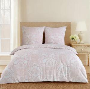 Buymax Bettwäsche Lisle, Renforcé, 3 teilig, Bettbezug-Set 200x200 cm 100% Baumwolle Reißverschluss Altrosa Weiß