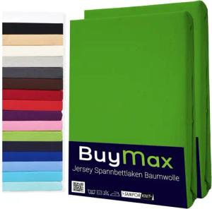 Buymax Spannbettlaken 2-er Set, Doppelpack, Bettlaken, Jersey 100% Baumwolle, Gummizug: rundum, (2 Stück), 90x200 100x200 140x200 160x200 180x200 cm, Matratzen bis 25 cm Höhe