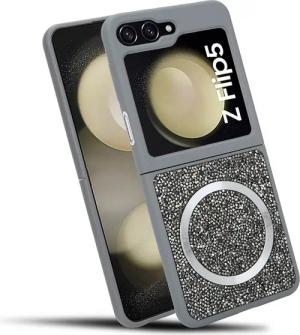 Cadorabo Handyhülle Samsung Galaxy Z FLIP 5, Hülle Schutzhülle Case Cover kompatibel mit Magsafe Diamant Glitzer