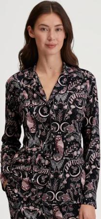 CALIDA Favourites Seduction Langarm-Shirt mit Knöpfen aus TENCEL™ Modal und Seidefür Damen, M, Schwarz, Mix & Match: elegant, romantisch & verträumt