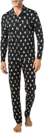 CALIDA Herren Pyjama blau Jersey-Baumwolle Gemustert