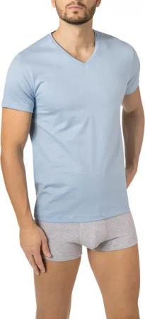 CALIDA Herren T-Shirt blau Reine Baumwolle unifarben