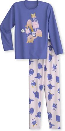 CALIDA Kids Monsters Pyjama, langfür Kinder, 140, Violett, Höchste Qualität für besten Tragekomfort
