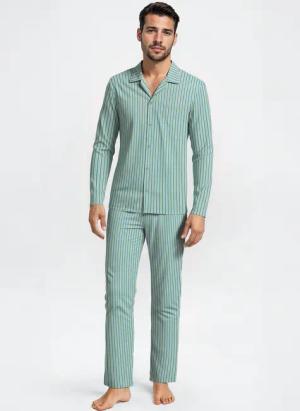 CALIDA Nightwear Xtra Pyjama mit Knöpfenfür Herren, M, Grün, Natürlich, weich & komfortabel – für erholsame Nächte