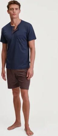 CALIDA Relax Choice 1 Kurz-Pyjamafür Herren, S, Blau, Mit natürlichem Komfort durch die Nacht