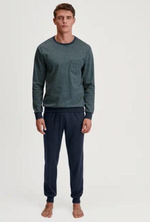 CALIDA Relax Comfy 3 Bündchen-Pyjamafür Herren, L, Grün, In wärmender Baumwolle durch eine erholsame Nacht