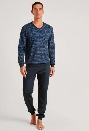 CALIDA Relax Swiss Edition Bündchen-Pyjamafür Herren, XXL, Blau, Relax Swiss
