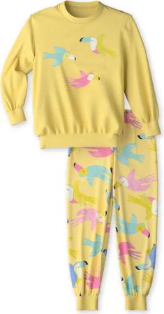 CALIDA Toddlers Tucan Bündchen-Pyjama aus reiner Bio-Baumwollefür Kinder, 92, Gelb, Höchste Qualität für besten Tragekomfort